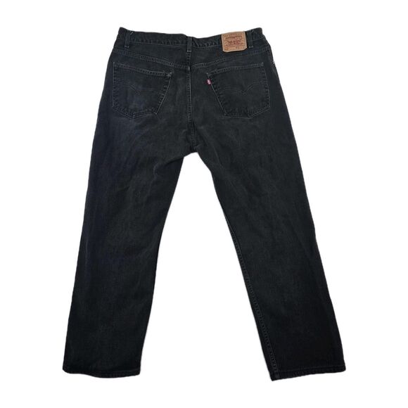 Levis 505 Jeans Mens 42x32 Black Regular Fit Straight Leg Denim Zip Fly 5-Pocket - Picture 2 of 14